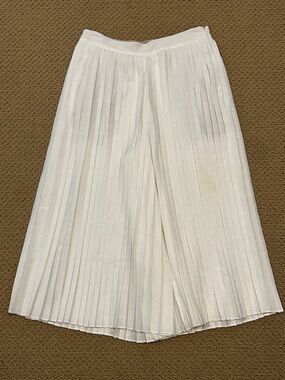 Vince Accordion Pleat Textured Culotte Pants size 6 Ivory Cream